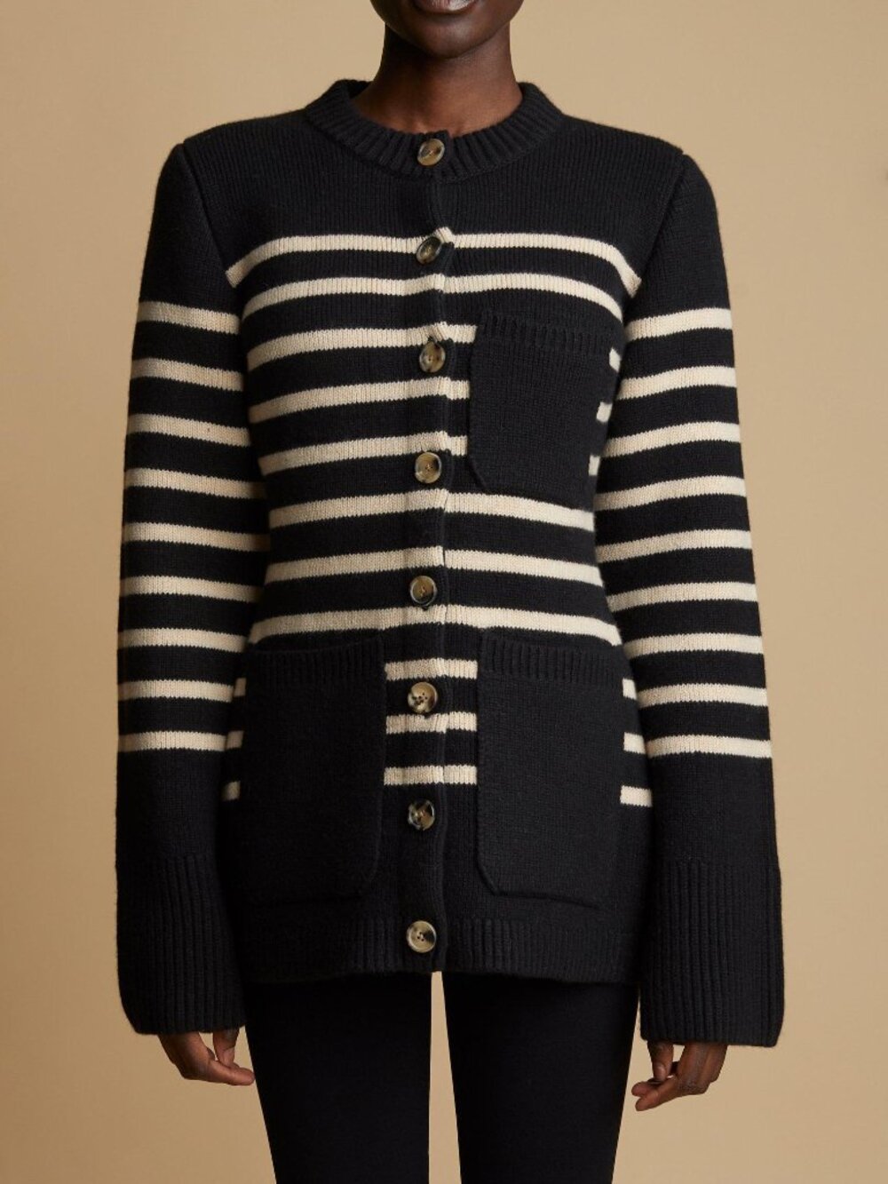 Khaite Suzette striped cashmere-blend cardigan